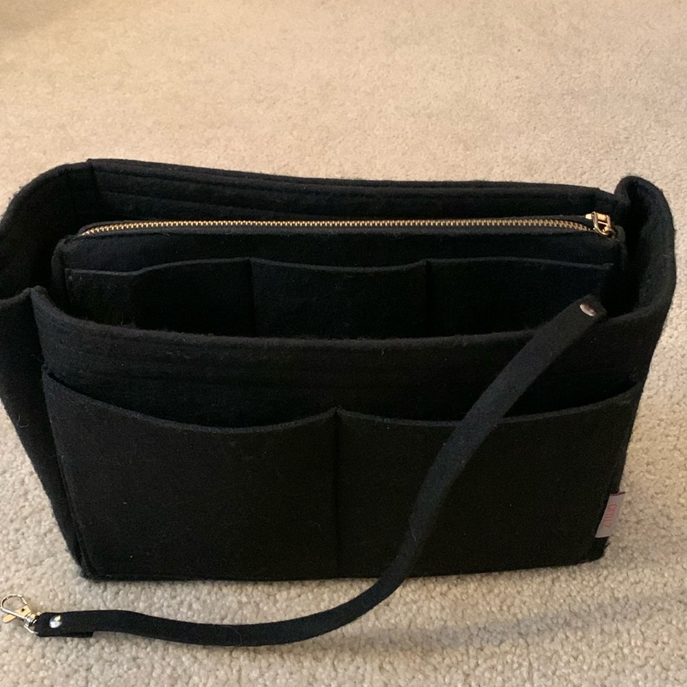 Ztujo Black Large Felt Purse Organizer Insert With Detachable Middle